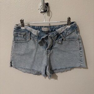 PacSun High Rise Blue Distressed Jean Shorts